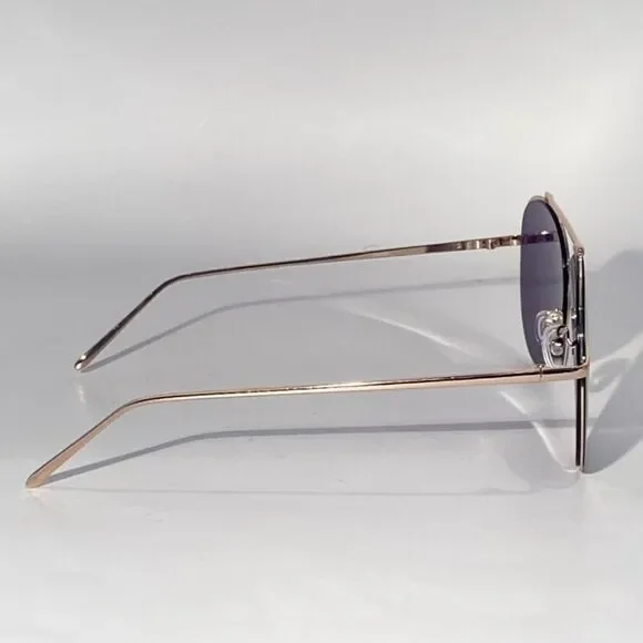 1354 Sunglasses Oversize Aviators Gold Wire Frames Silver Mirror Lens NWT - Picture 5 of 8